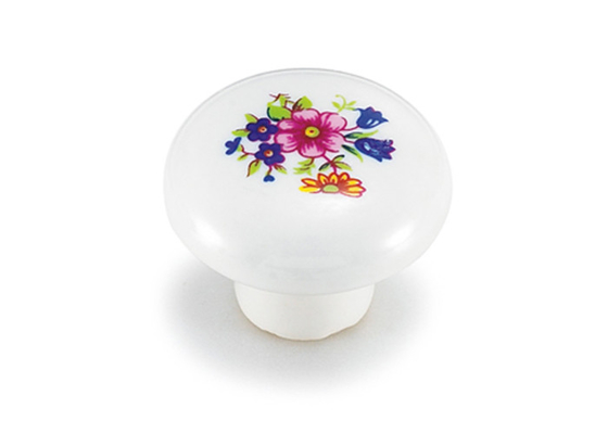 Modern Wardrobe Cabinet Drawer Knobs With Flower Pattern Diameter 37mm High Grade